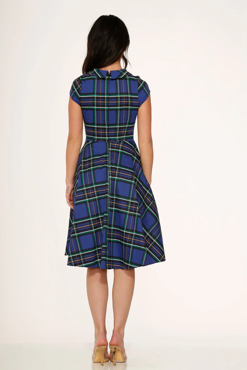 Blue Plaid Swing Dress - Olabens