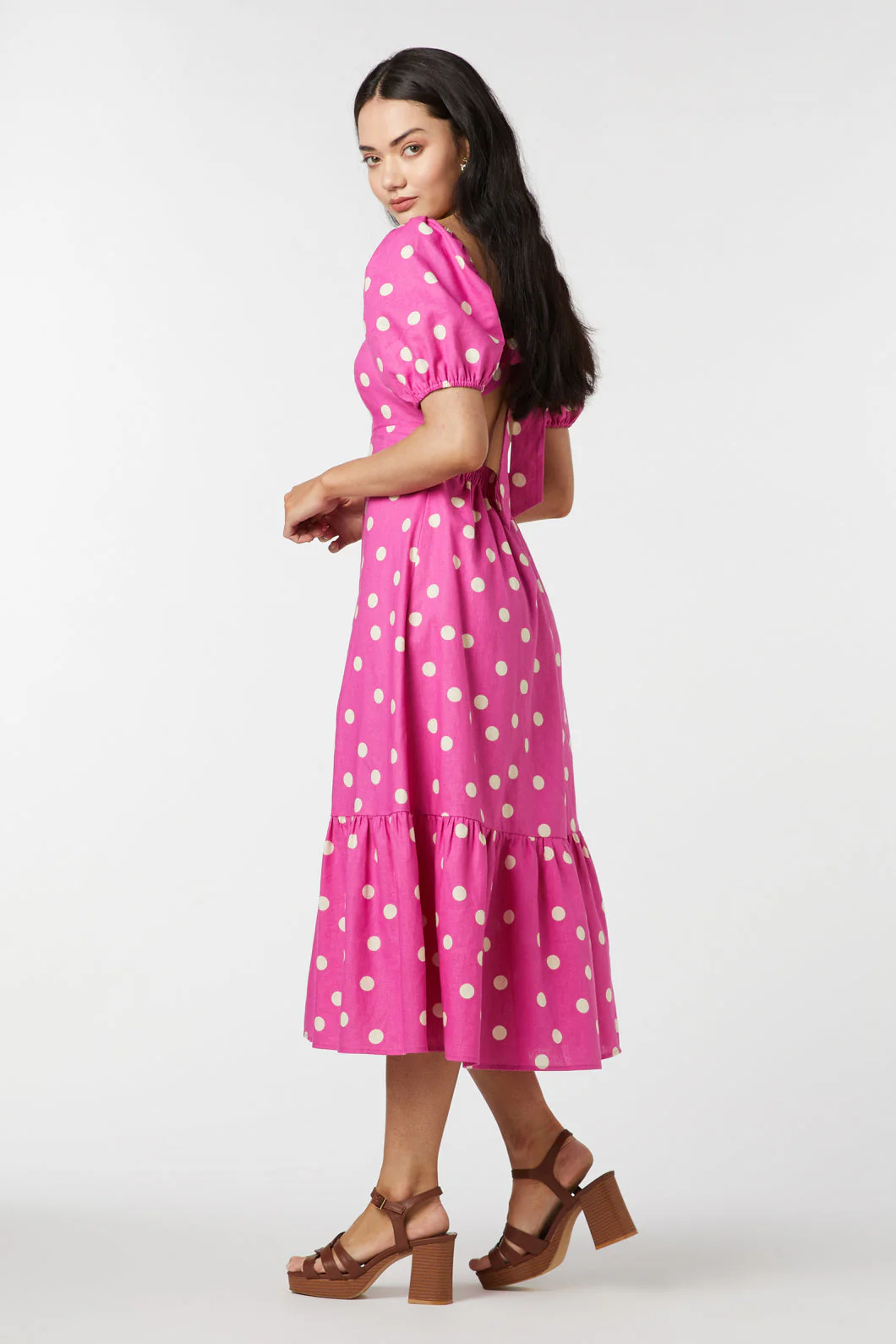 Lucy Polka Dot Midi Dress - Olabens