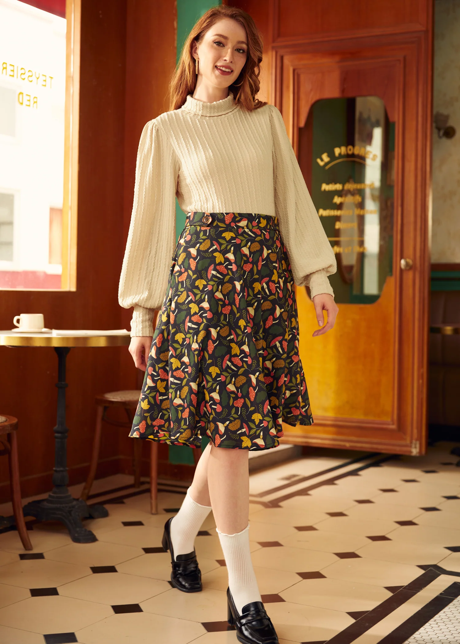 Retro Rendezvous Balloon Sleeve Turtleneck - Olabens