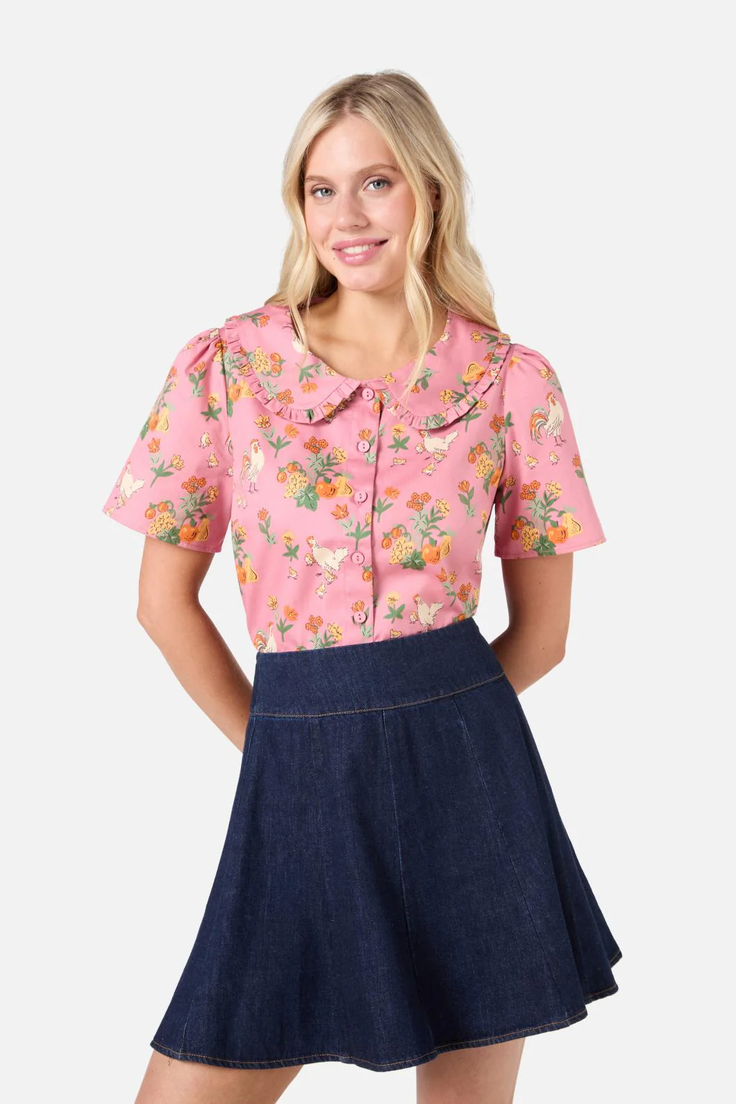 Chickens Short Sleeve Blouse - Olabens