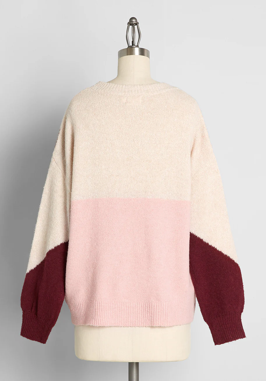 My '80's Craze Colorblock Pullover Sweater - Olabens