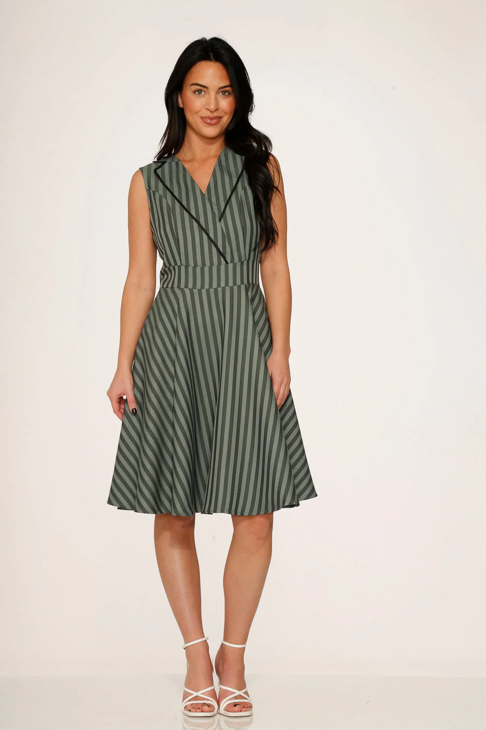 Olive Stripe Swing Dress - Olabens