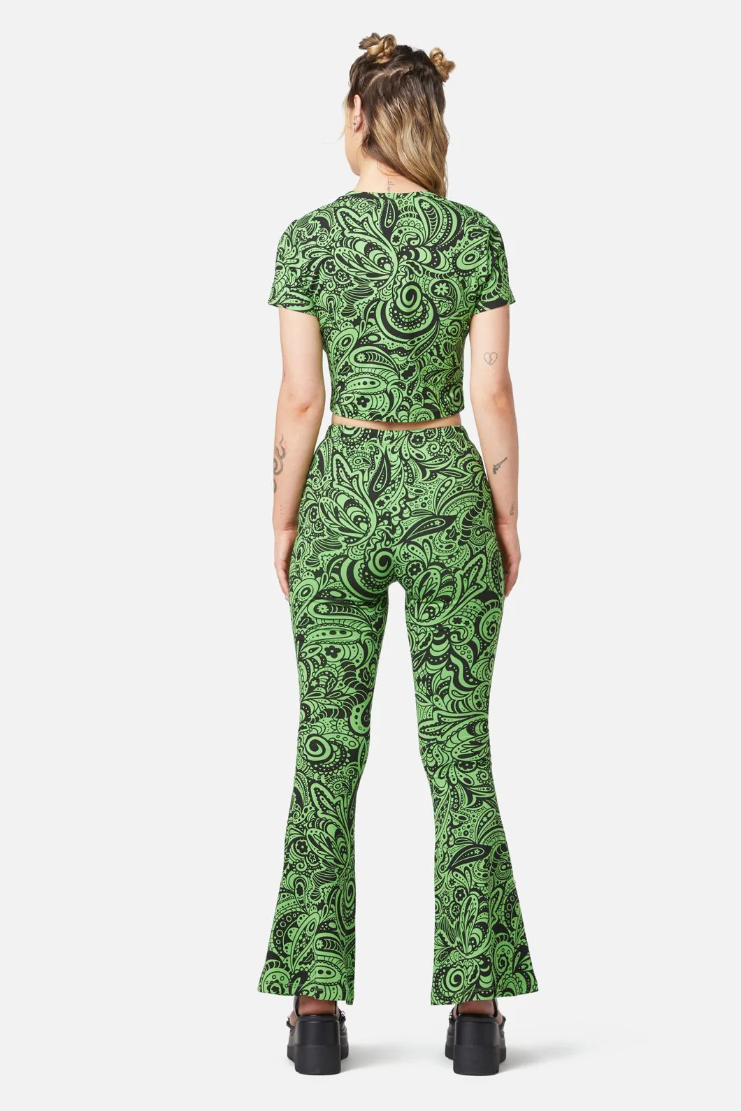 Acid Paisley Jersey Flares - Olabens