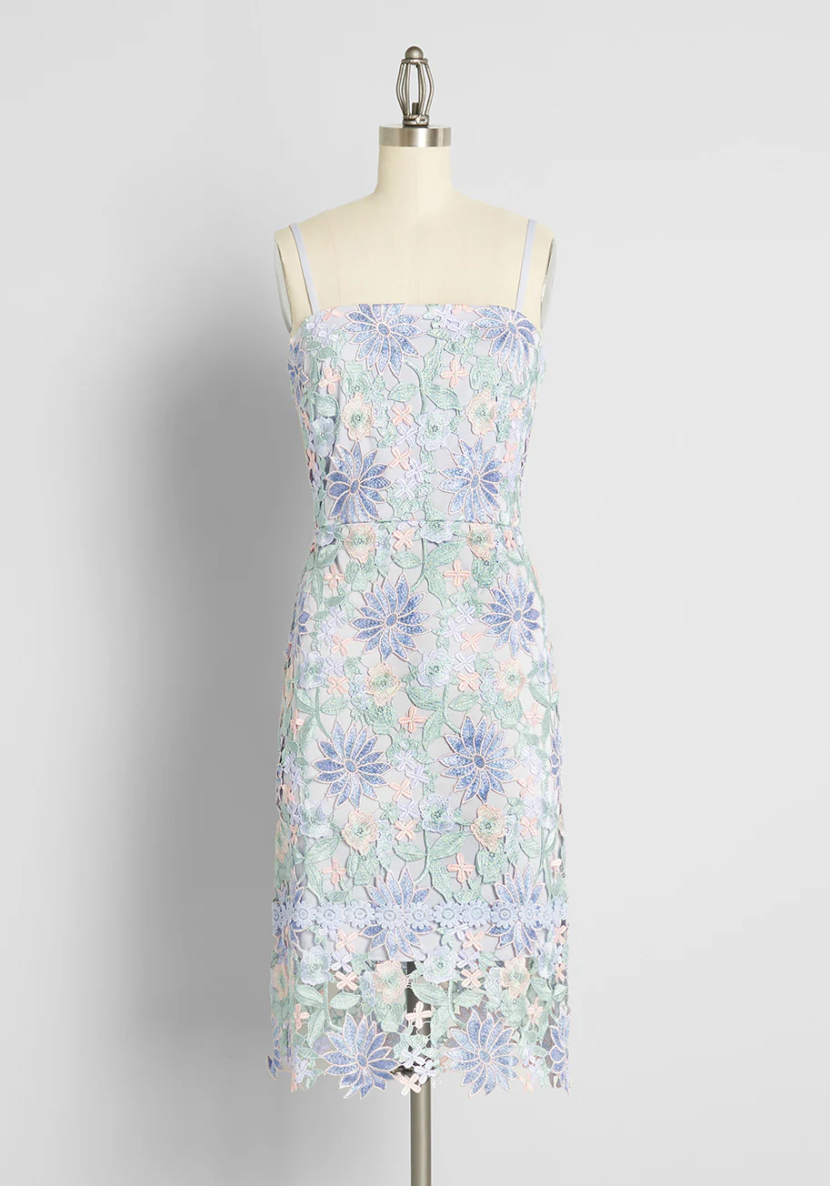 Blooming in Summer Love and Lace Midi Dress - Olabens
