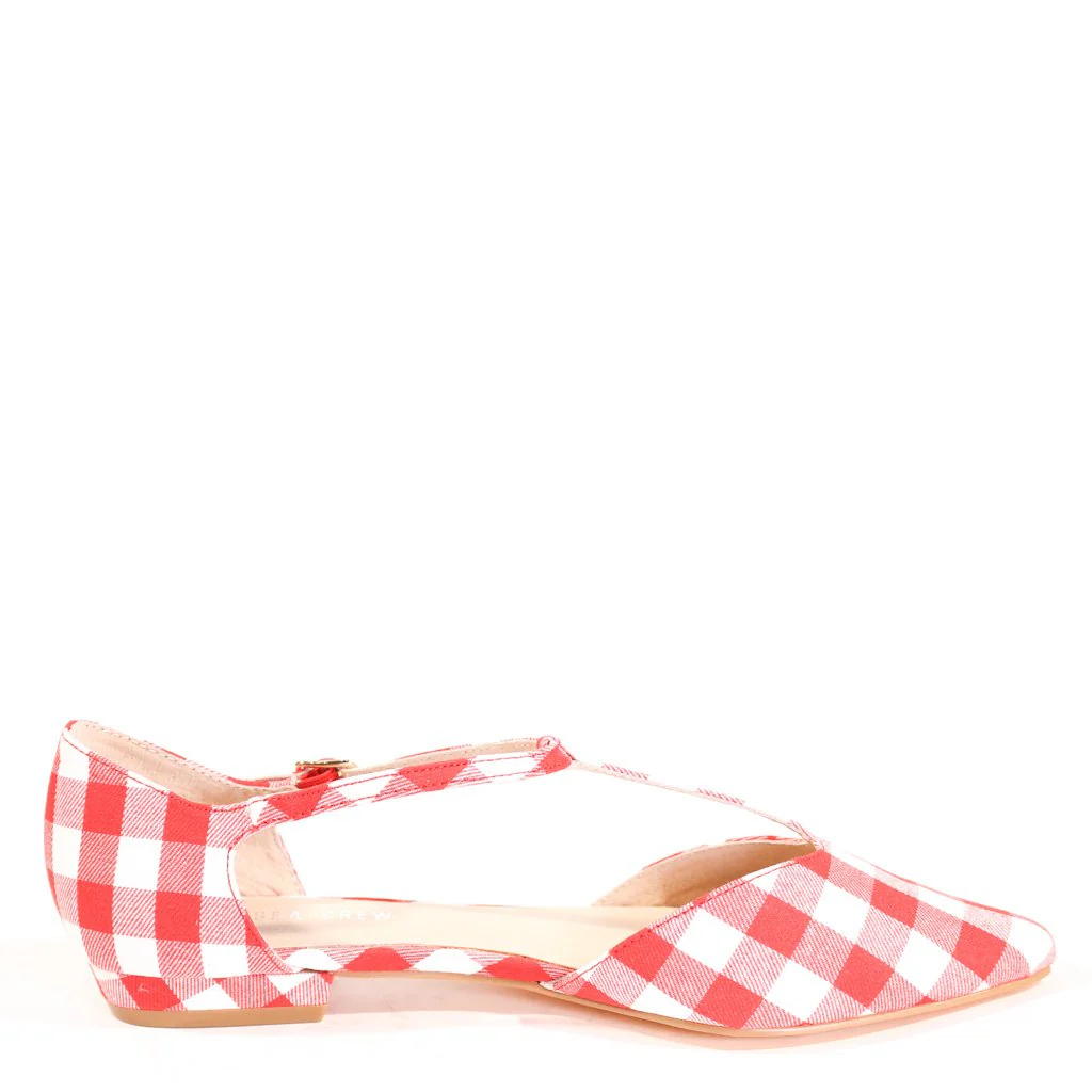Garden Gingham T-Strap Flats - Olabens