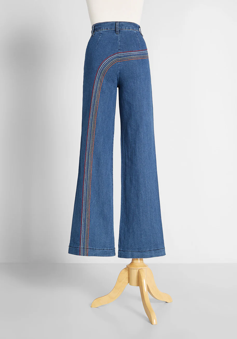 Rainbow With Me Wide-Leg Jeans - Olabens