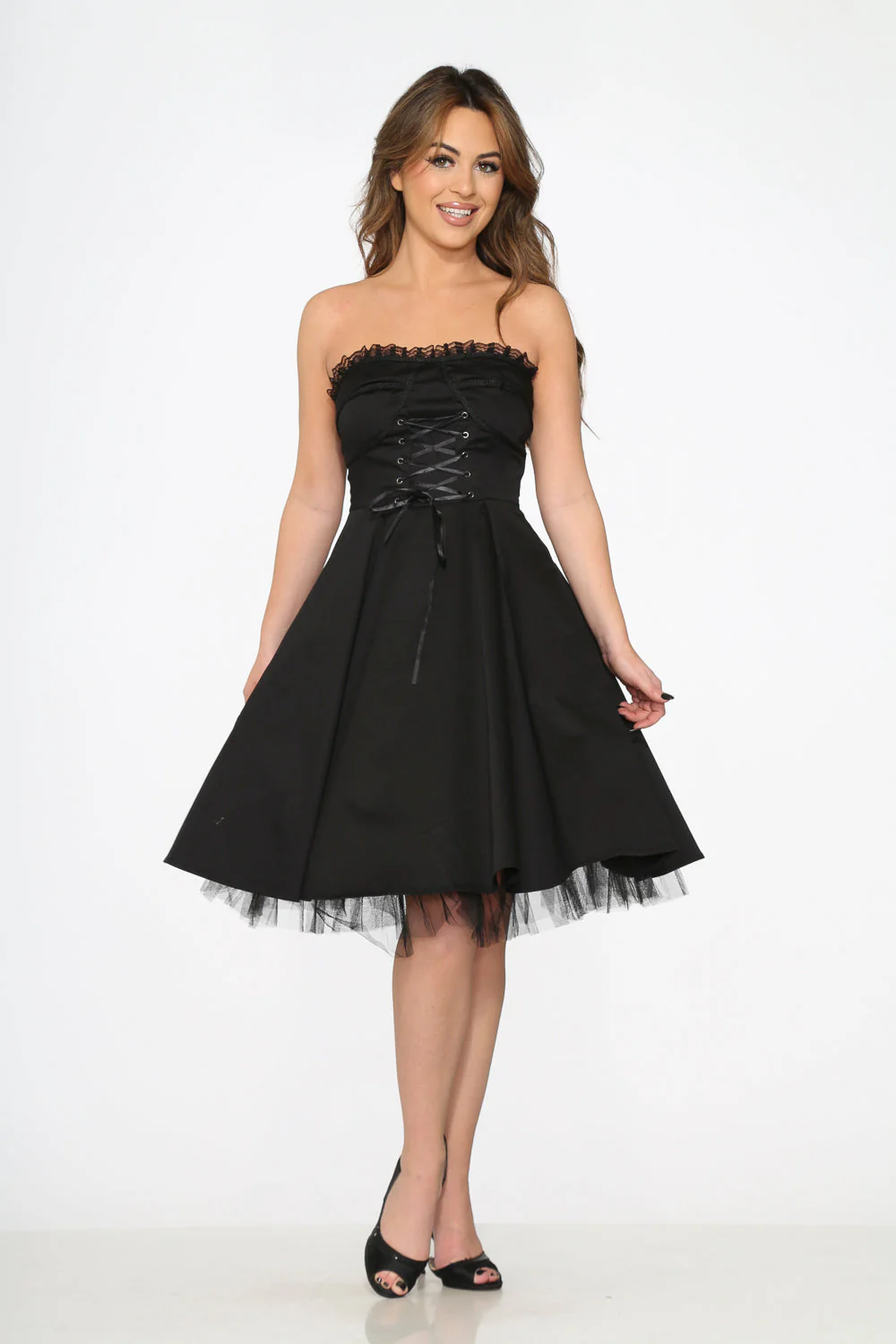 Black Strapless Swing Dress - Olabens