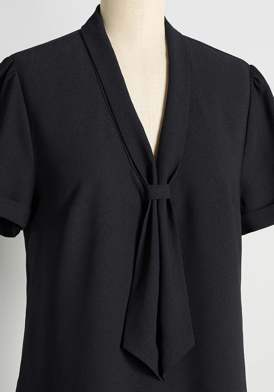 Polished and Playful Tie-Neck Blouse - Olabens