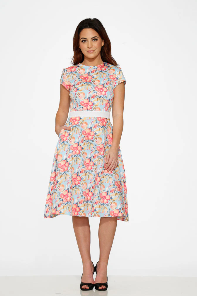 Sweet Hibiscus Swing Dress - Olabens