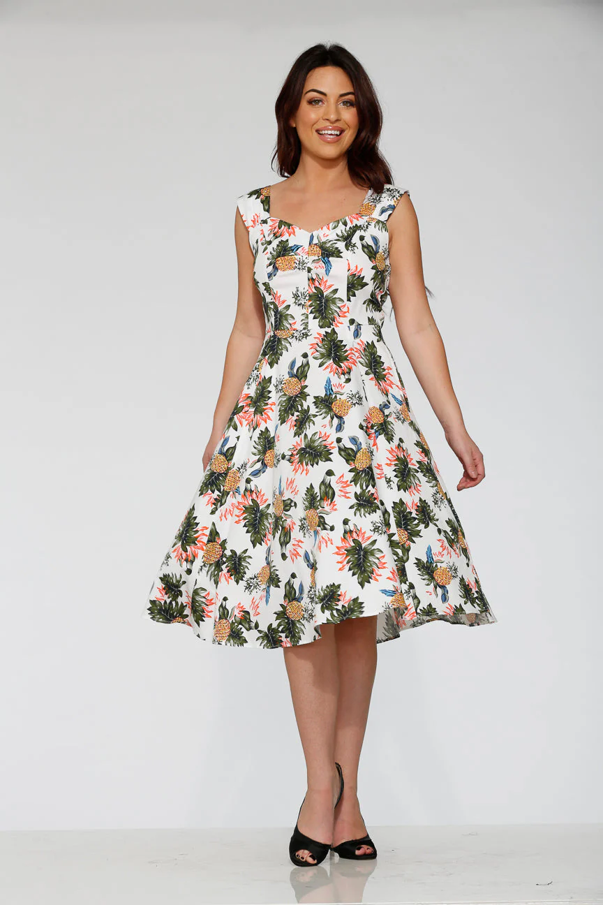 White Hawaiian Swing Dress - Olabens