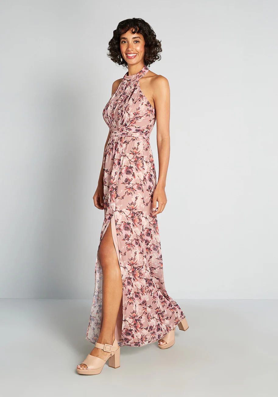 Wind Swept Romance Halter Dress - Olabens