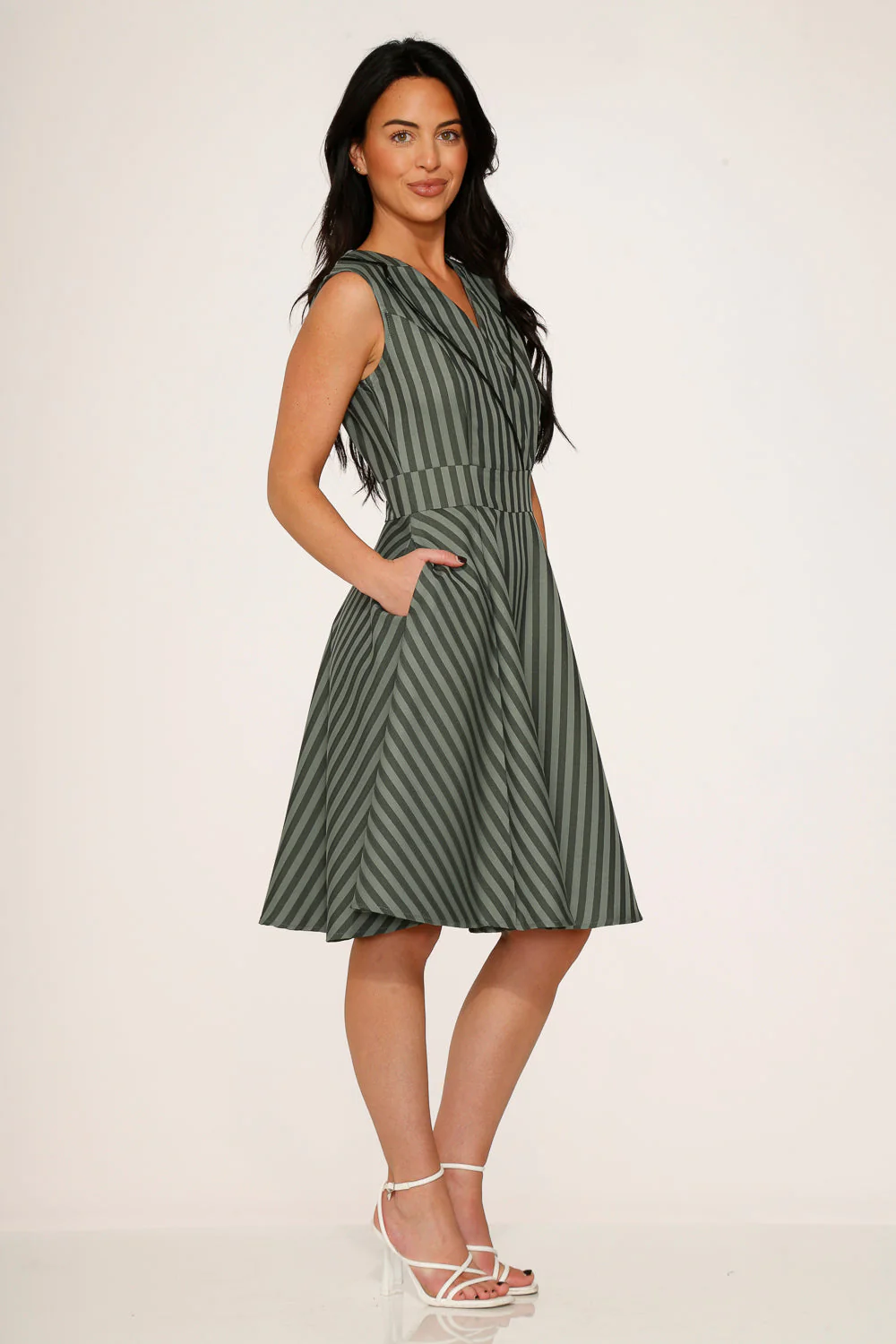 Olive Stripe Swing Dress - Olabens