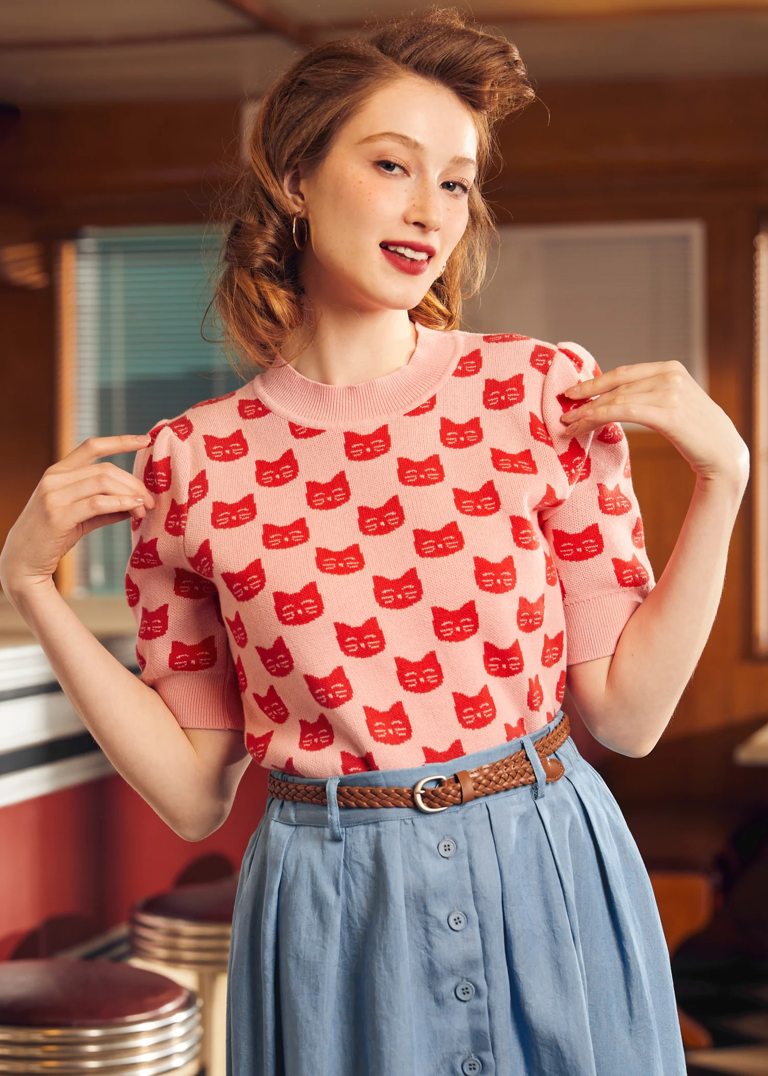 Retro Radiance Puff Shoulder Sweater - Olabens