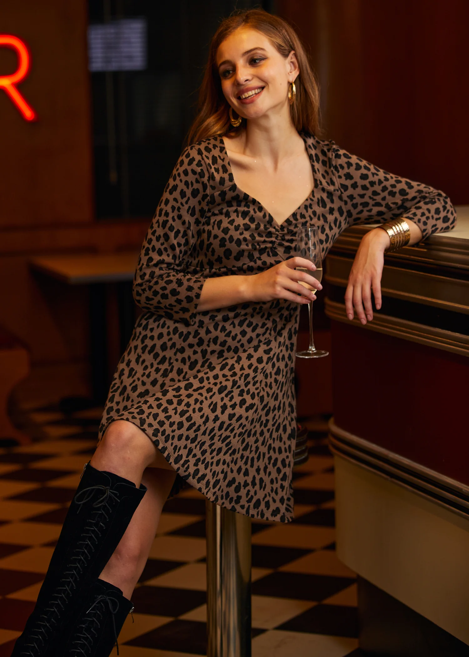 Leopard Hi-Low Empress Dress - Olabens