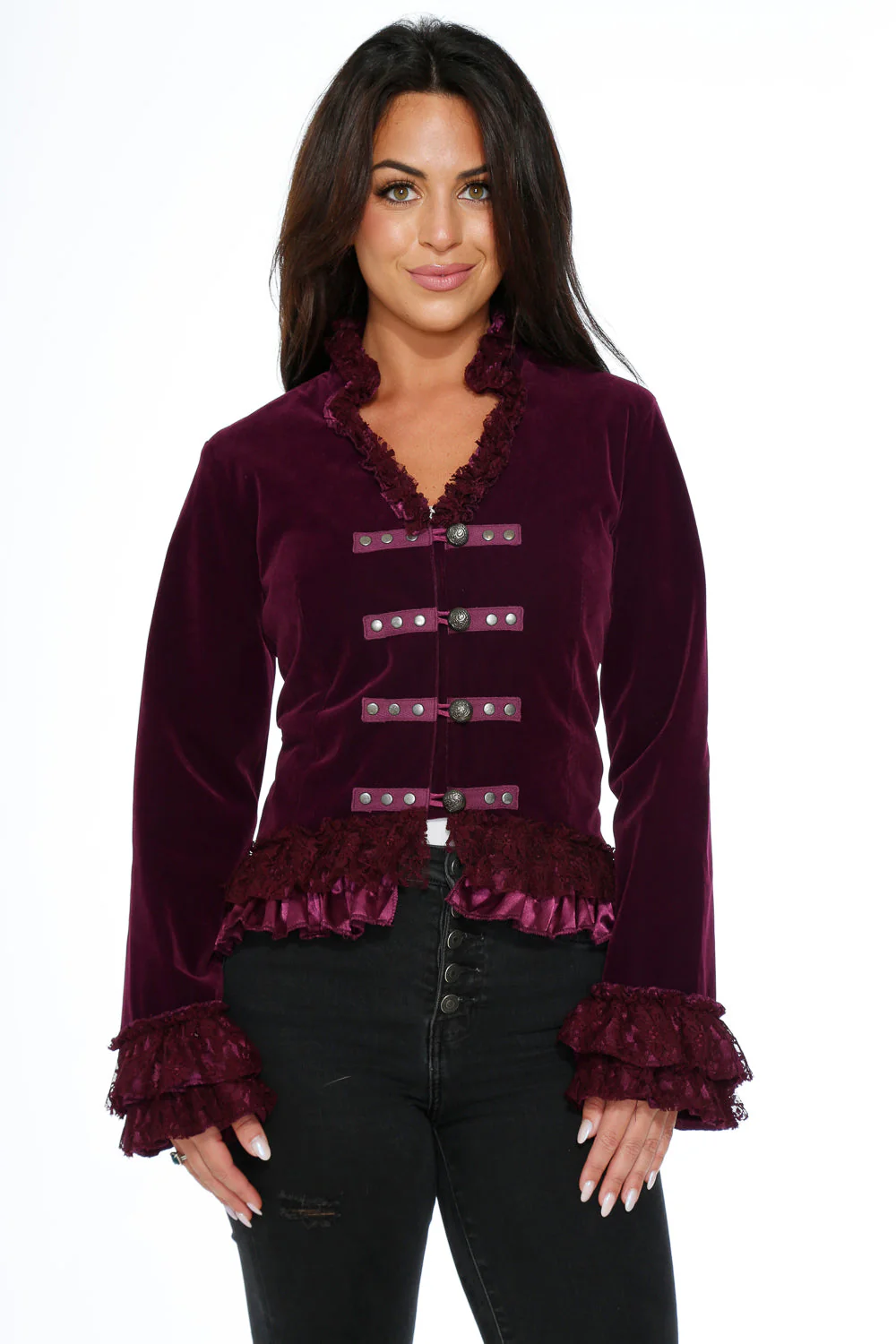 Purple Gloria Velvet Tailed Jacket - Olabens