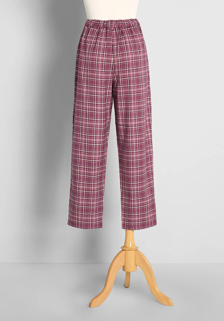 Feeling Classic Plaid Pants - Olabens