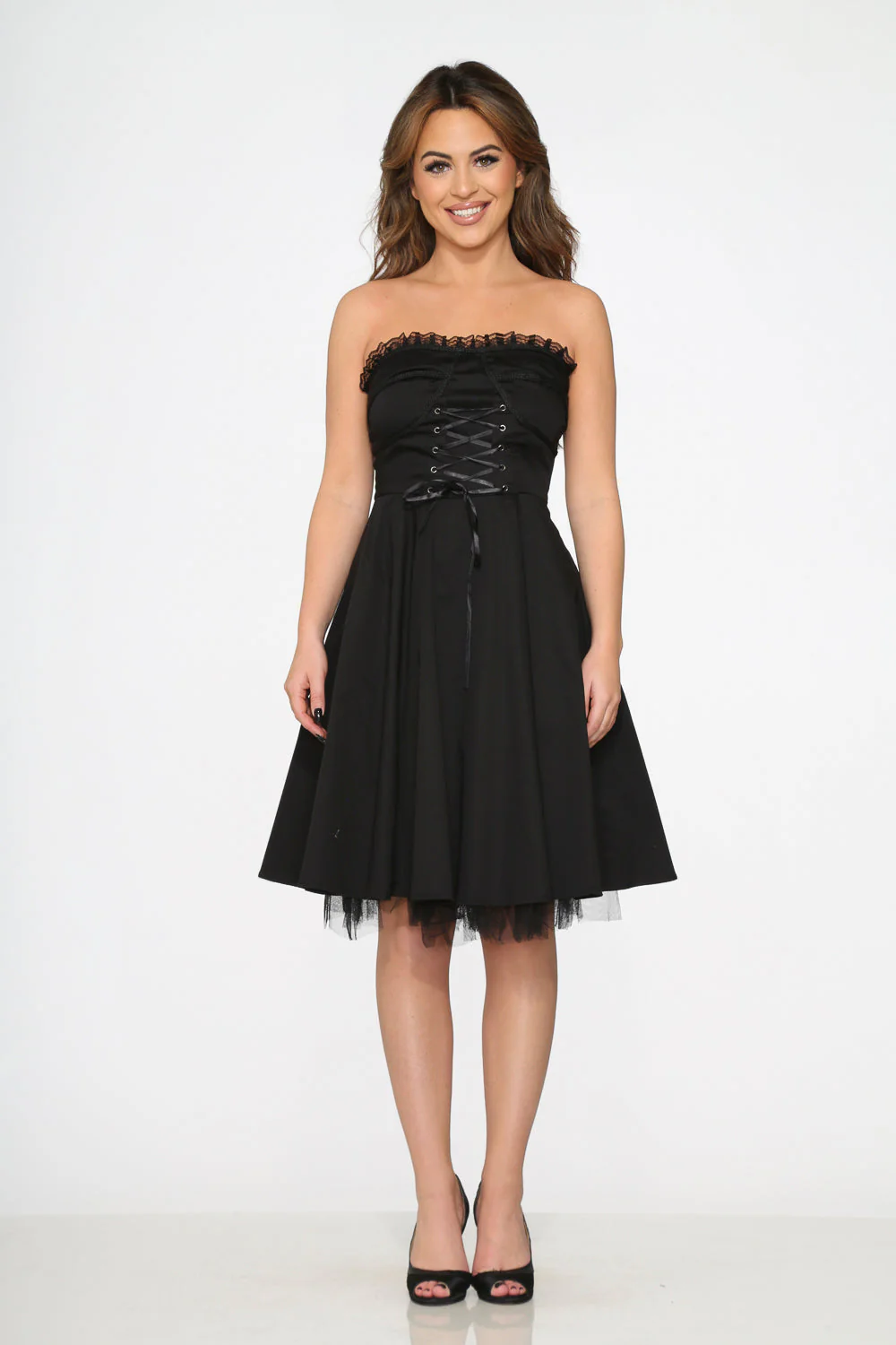 Black Strapless Swing Dress - Olabens