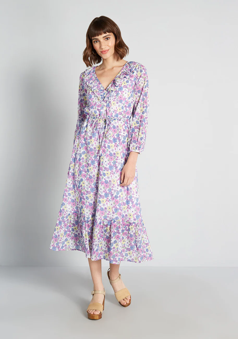 Ruffling For Flowers Midi Dress - Olabens