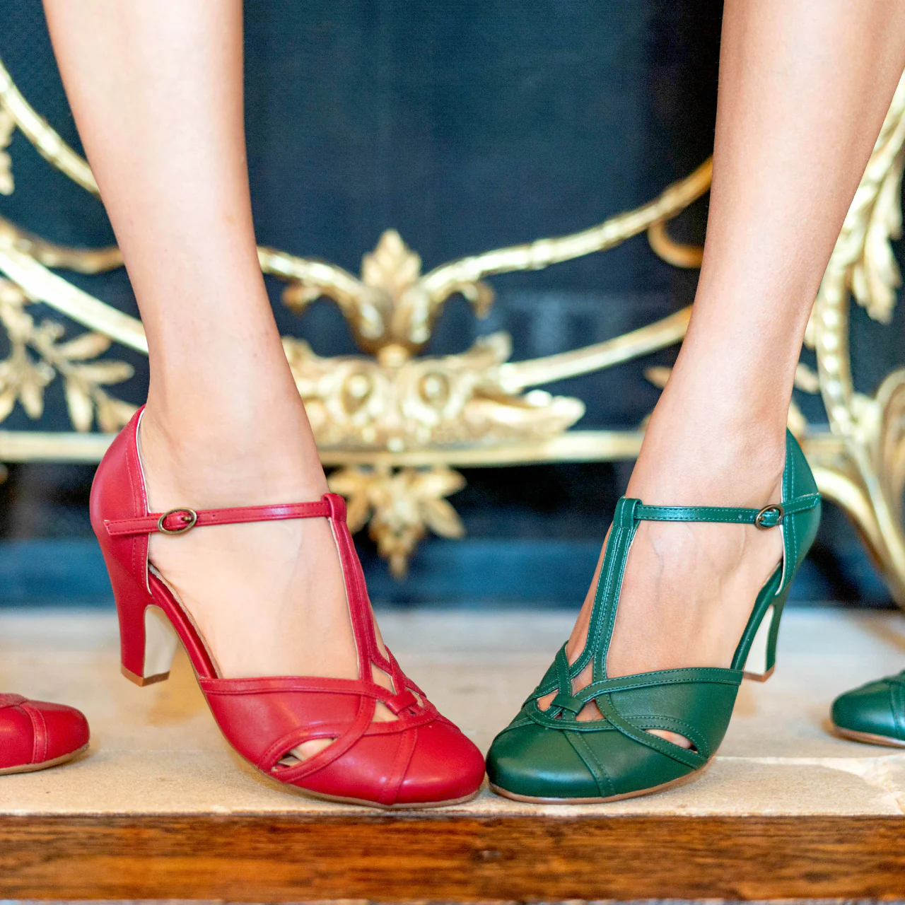 Sandy Festive T-Strap Heels - Olabens
