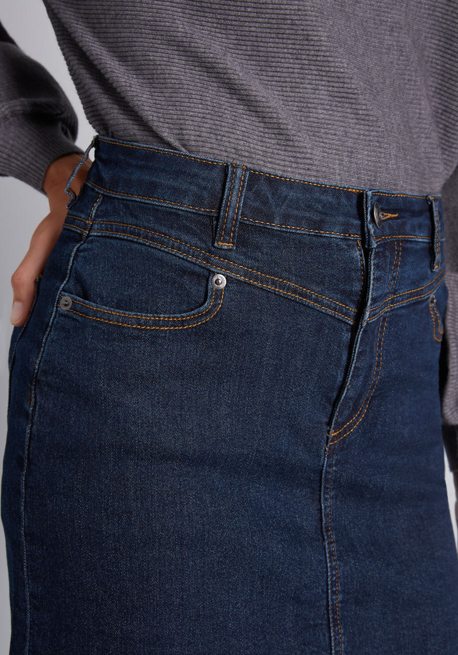 Karaoke Seamstress Mini Denim Skirt - Olabens