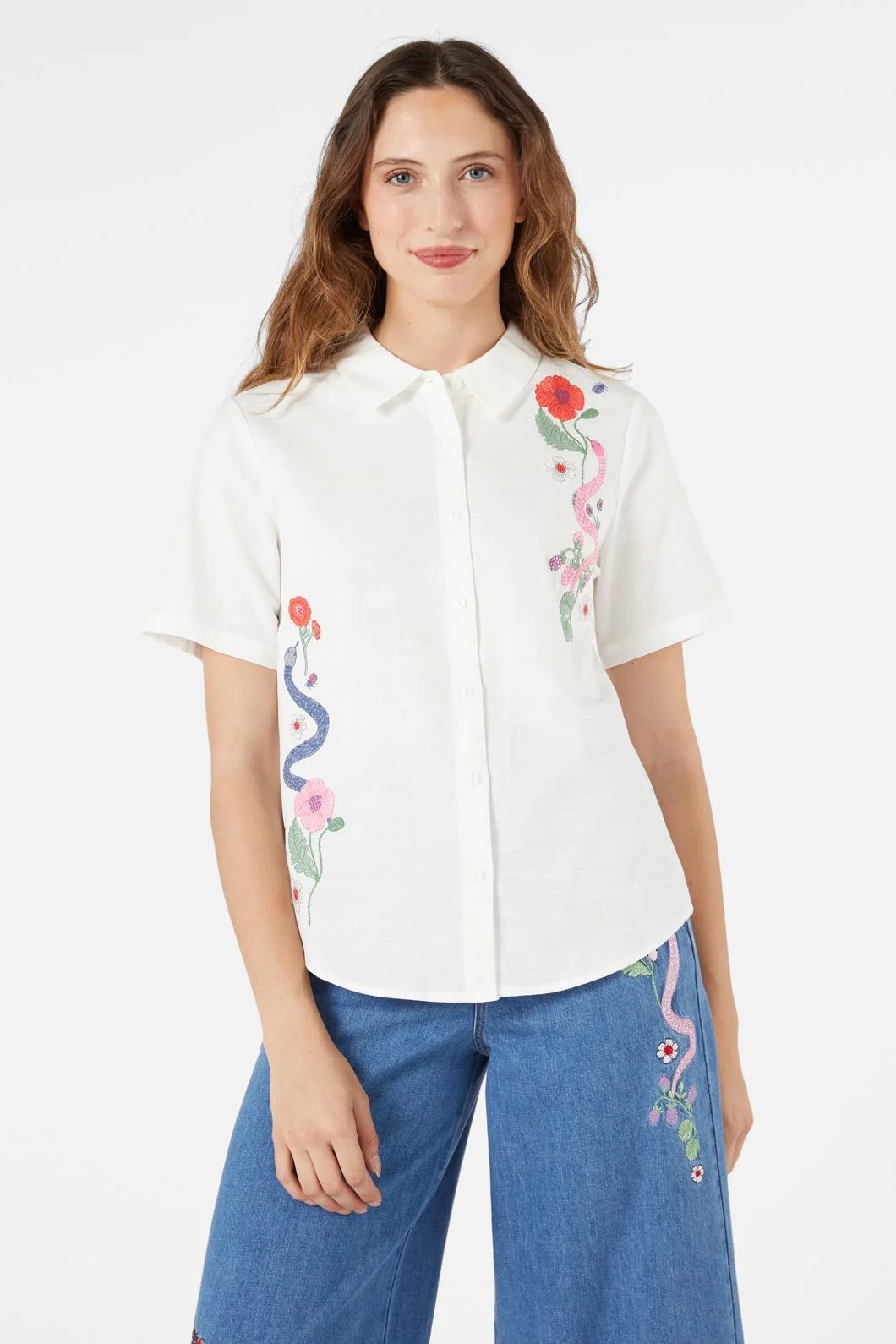 Snake Embroidered Blouse - Olabens