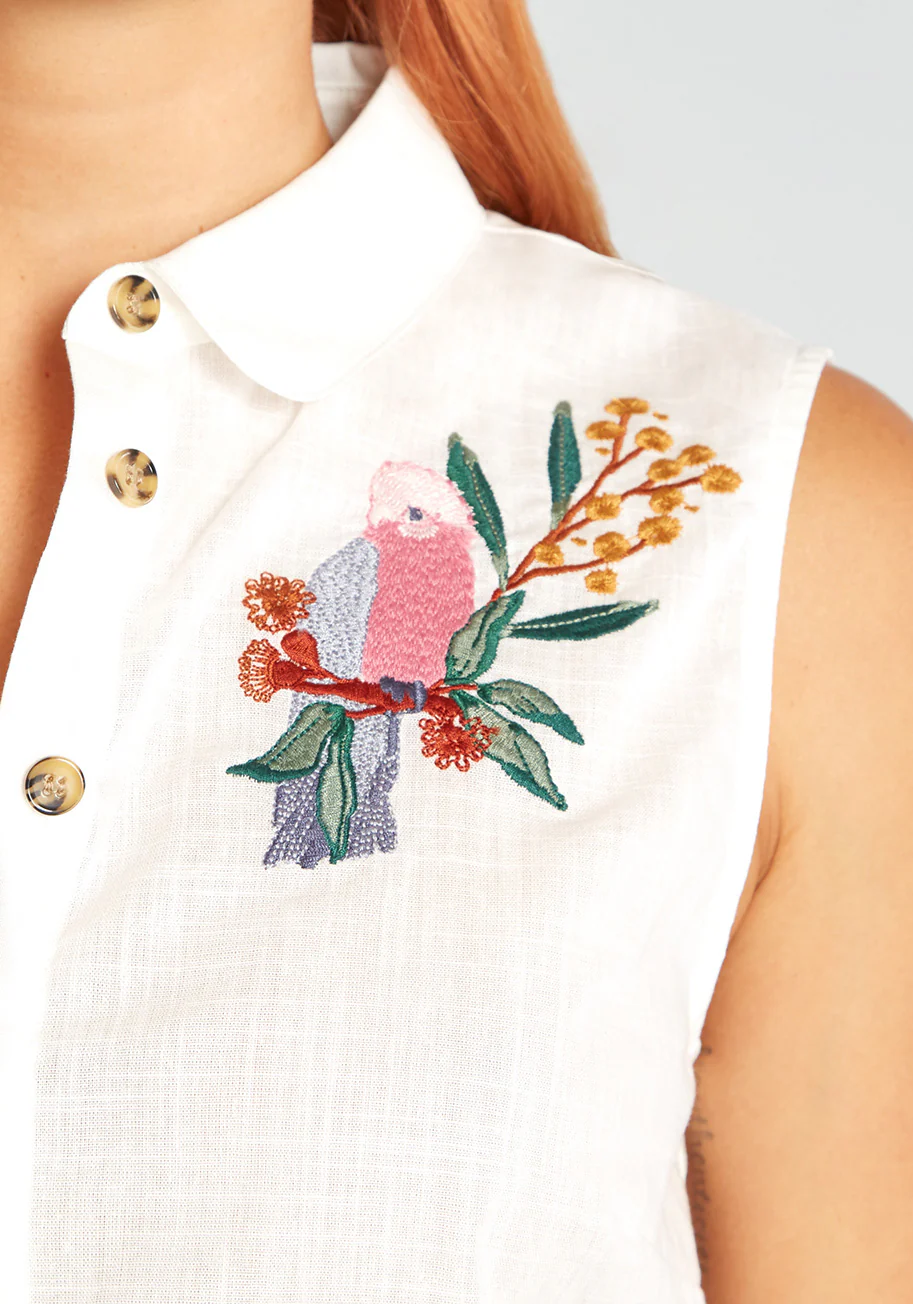 Exotic Palette Embroidered Sleeveless Blouse - Olabens