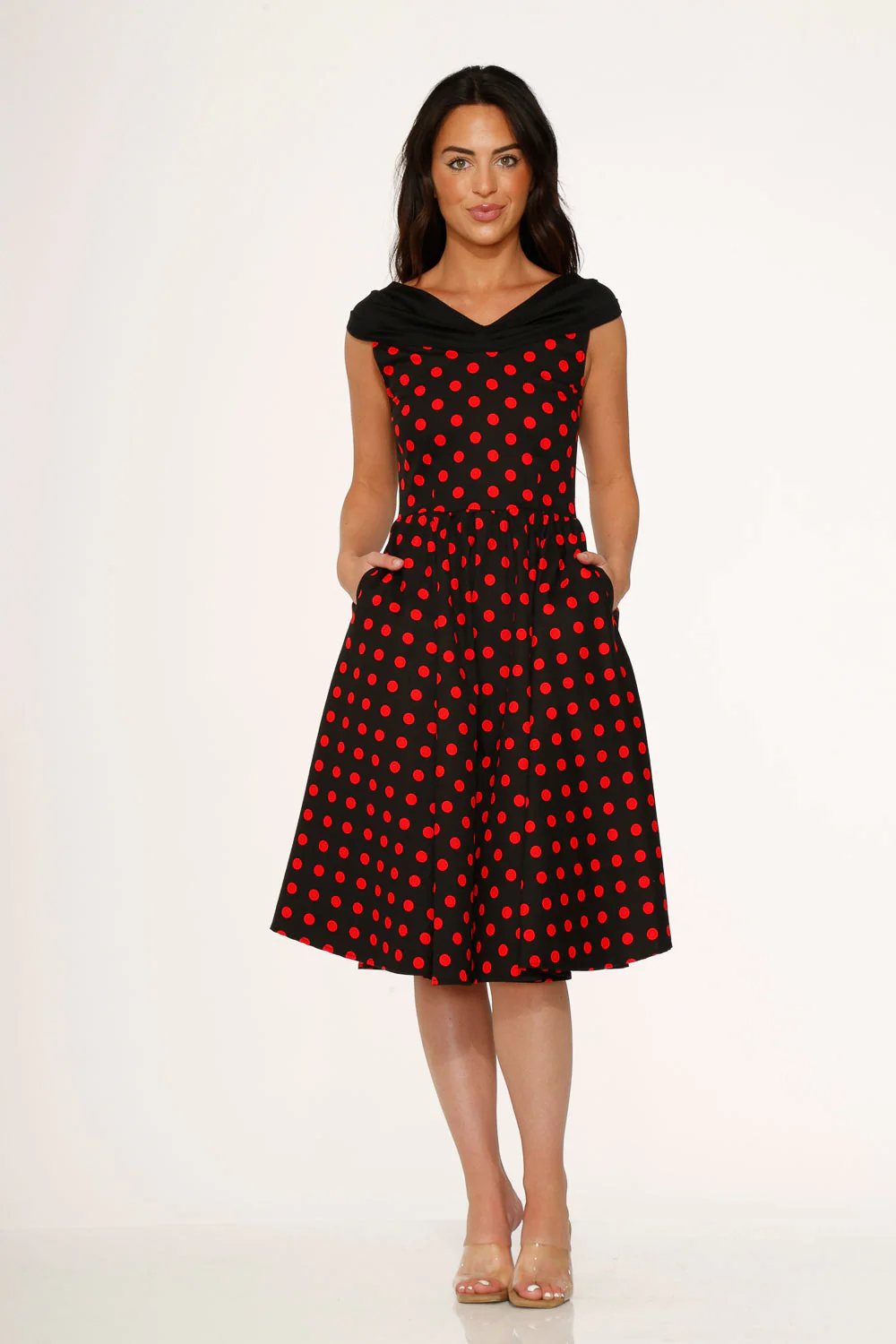 Black & Red Polka Dot Swing Dress - Olabens