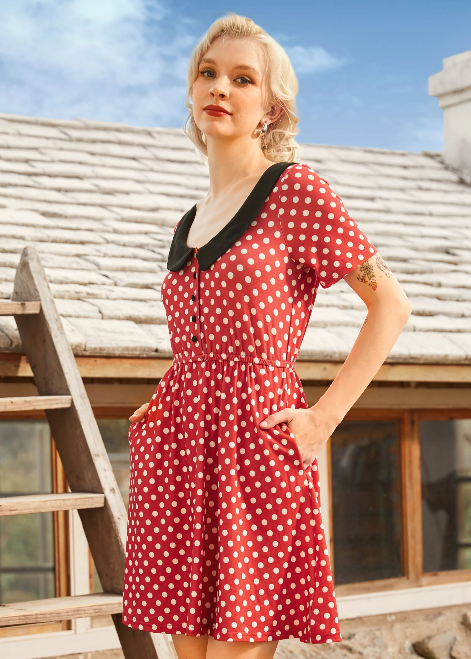 Dottie Delight Collared Dress - Olabens