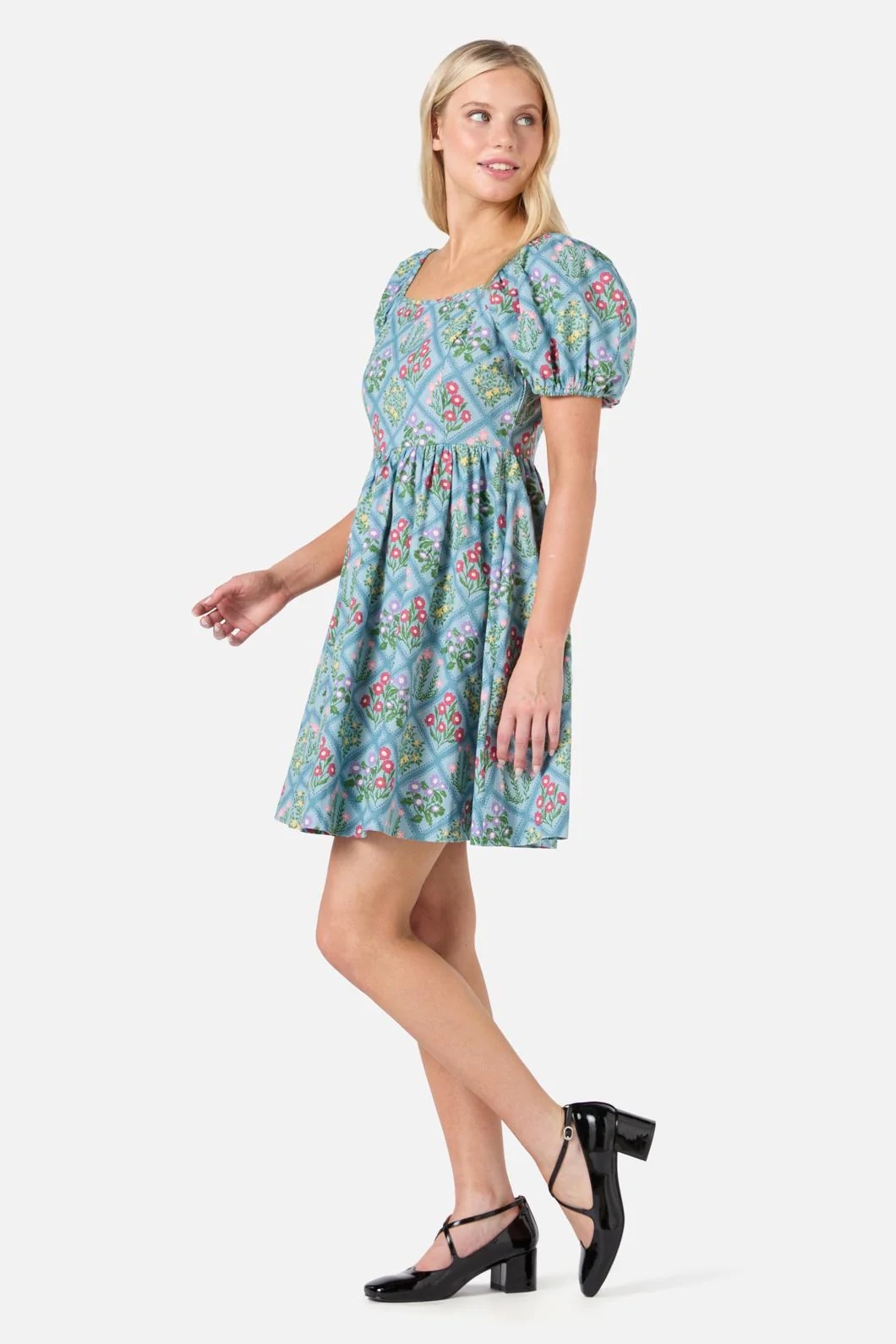 Lattice Floral Mini Dress - Olabens