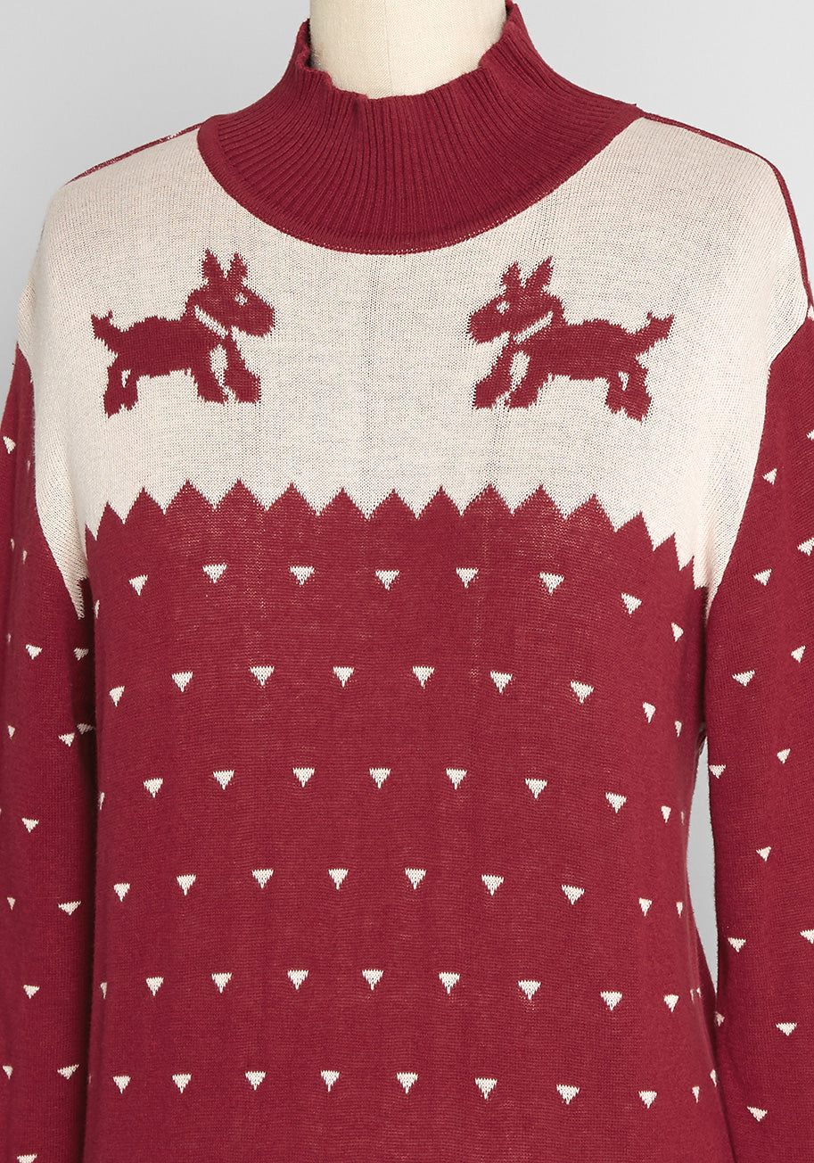 Sweet Scotty Dog Fair Isle Sweater - Olabens