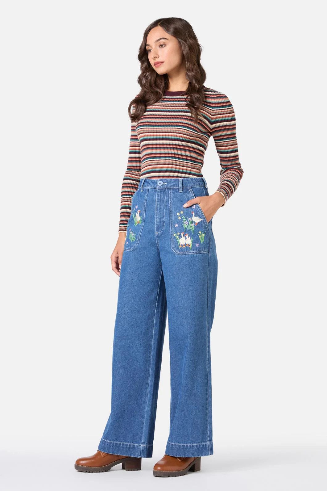 Goose Embroidered Denim Jean - Olabens
