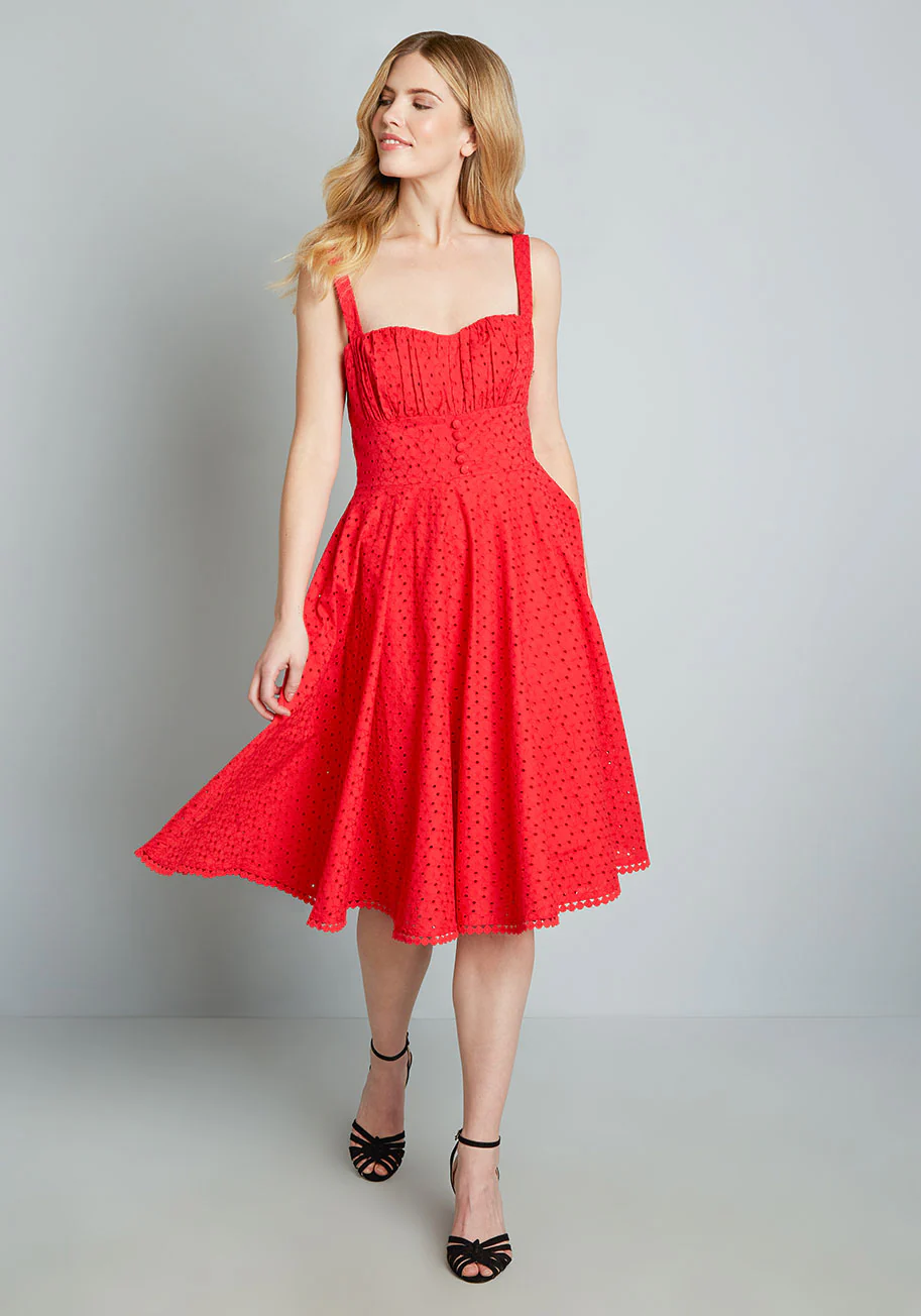 Anglaise For Days Fit And Flare Dress - Olabens