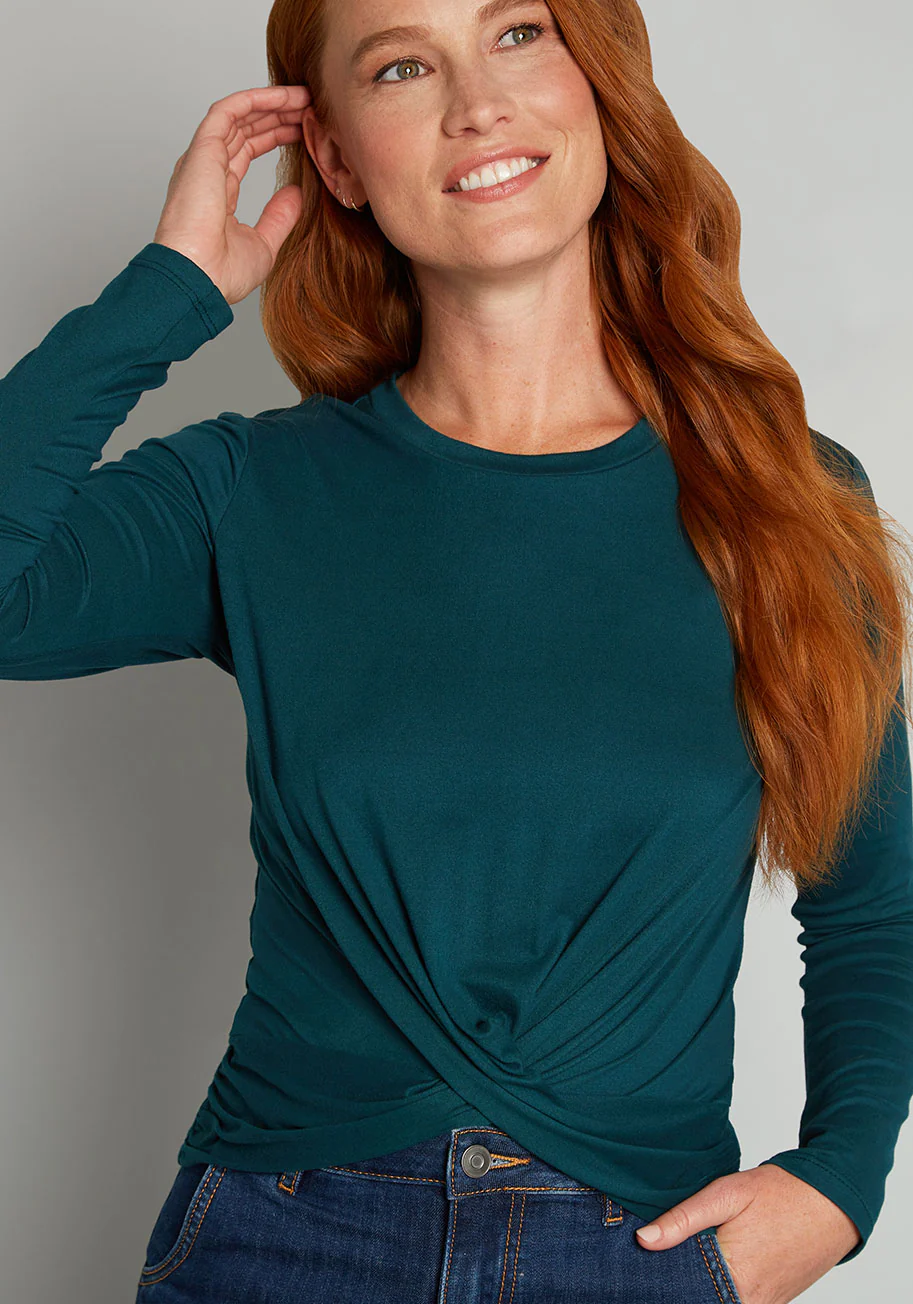 A Twist Of Fun Long Sleeve Knit Top - Olabens