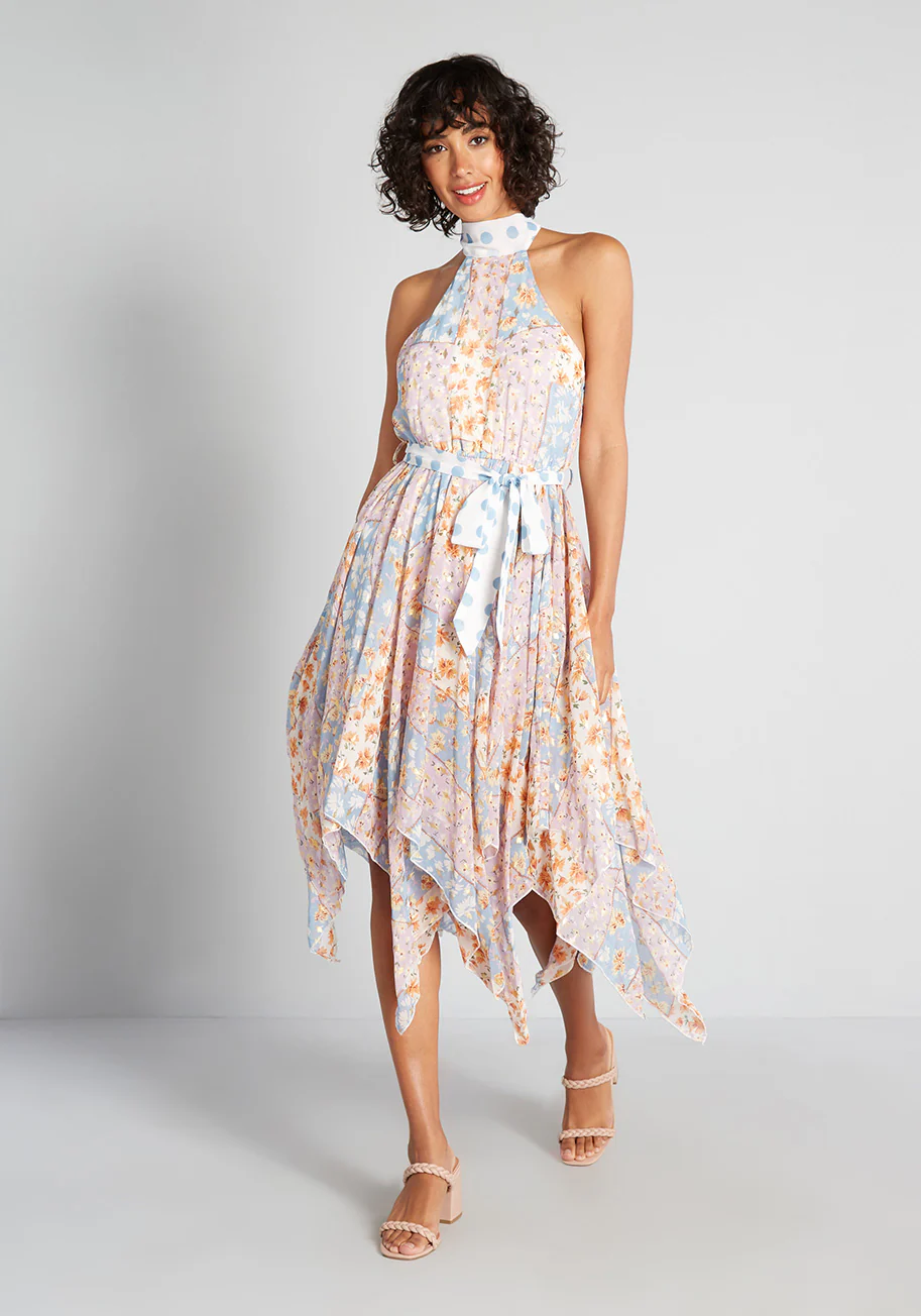 Patchwork Perfection Halter Dress - Olabens