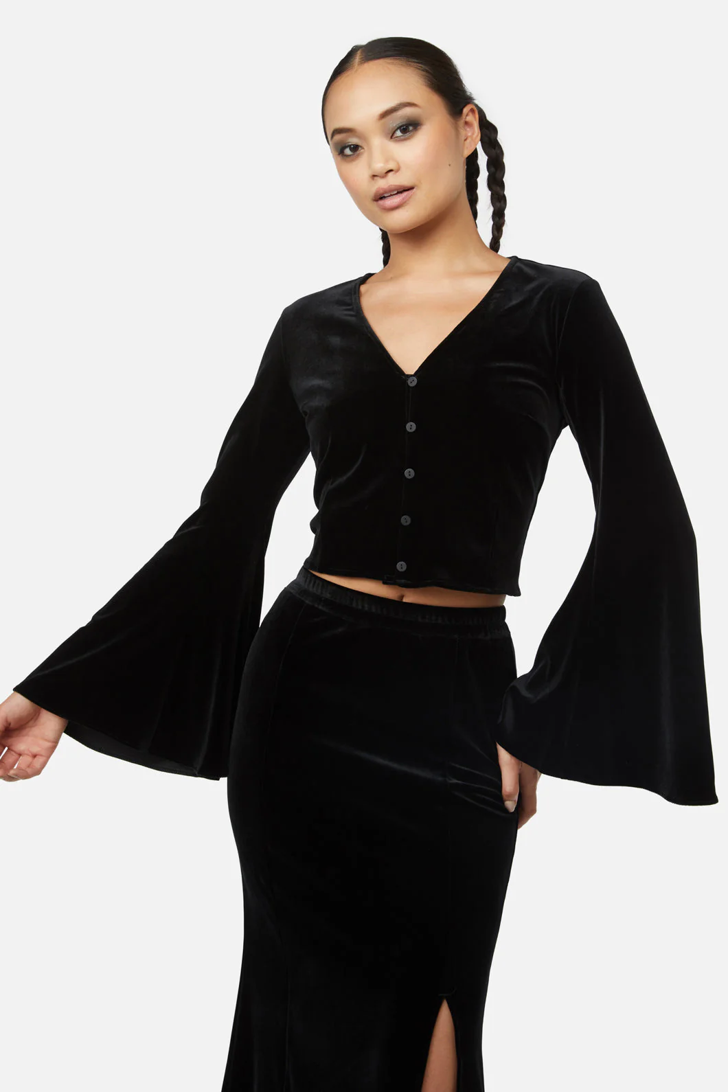 Obsidian Velvet Flare Top - Olabens