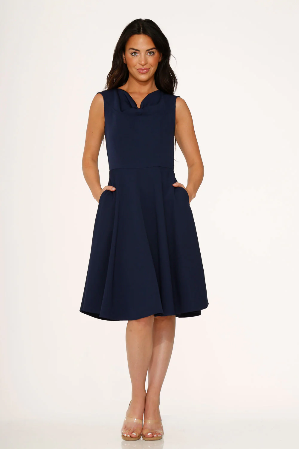Navy Blue Swing Dress - Olabens