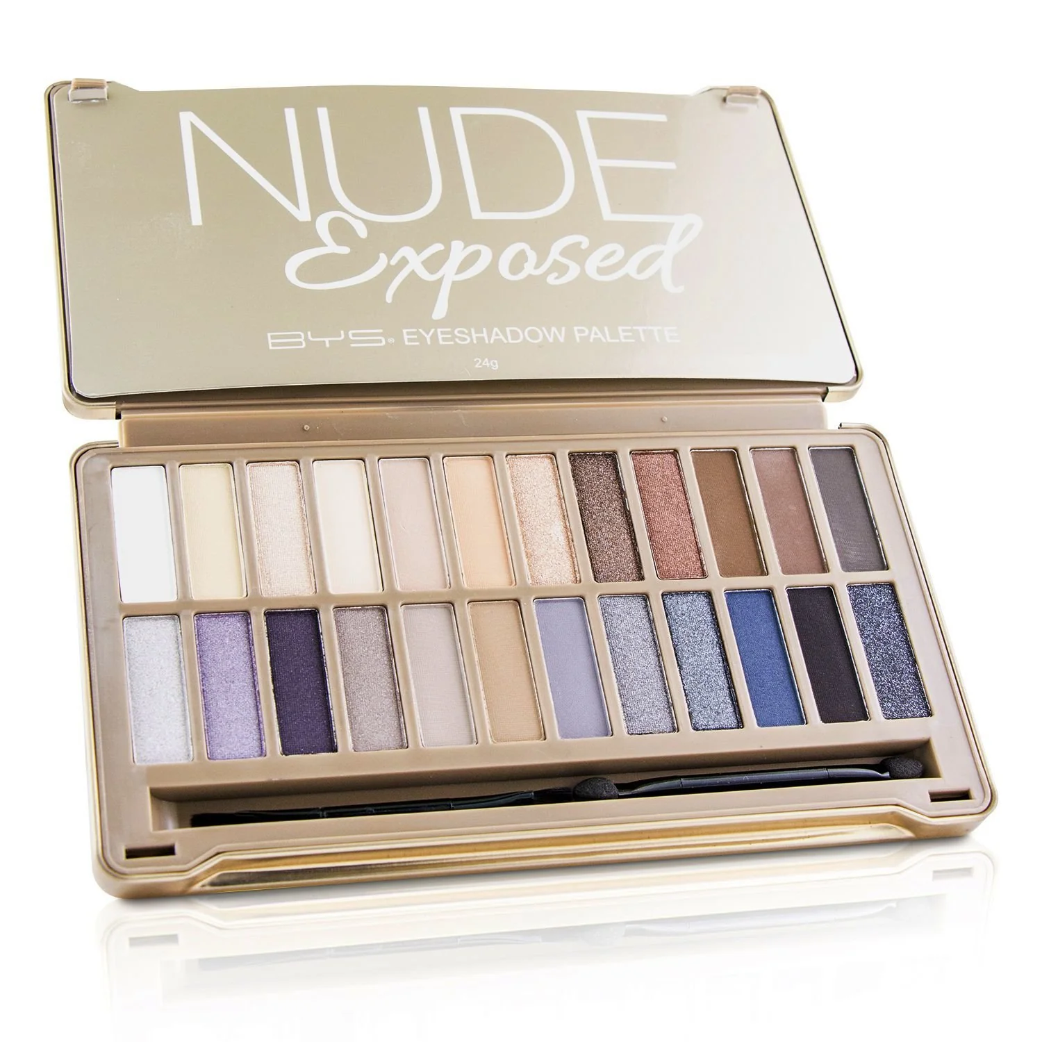 BYS Eyeshadow Palette (24x Eyeshadow, 2x Applicator) - Nude Exposed  24g/0.8oz - Olabens
