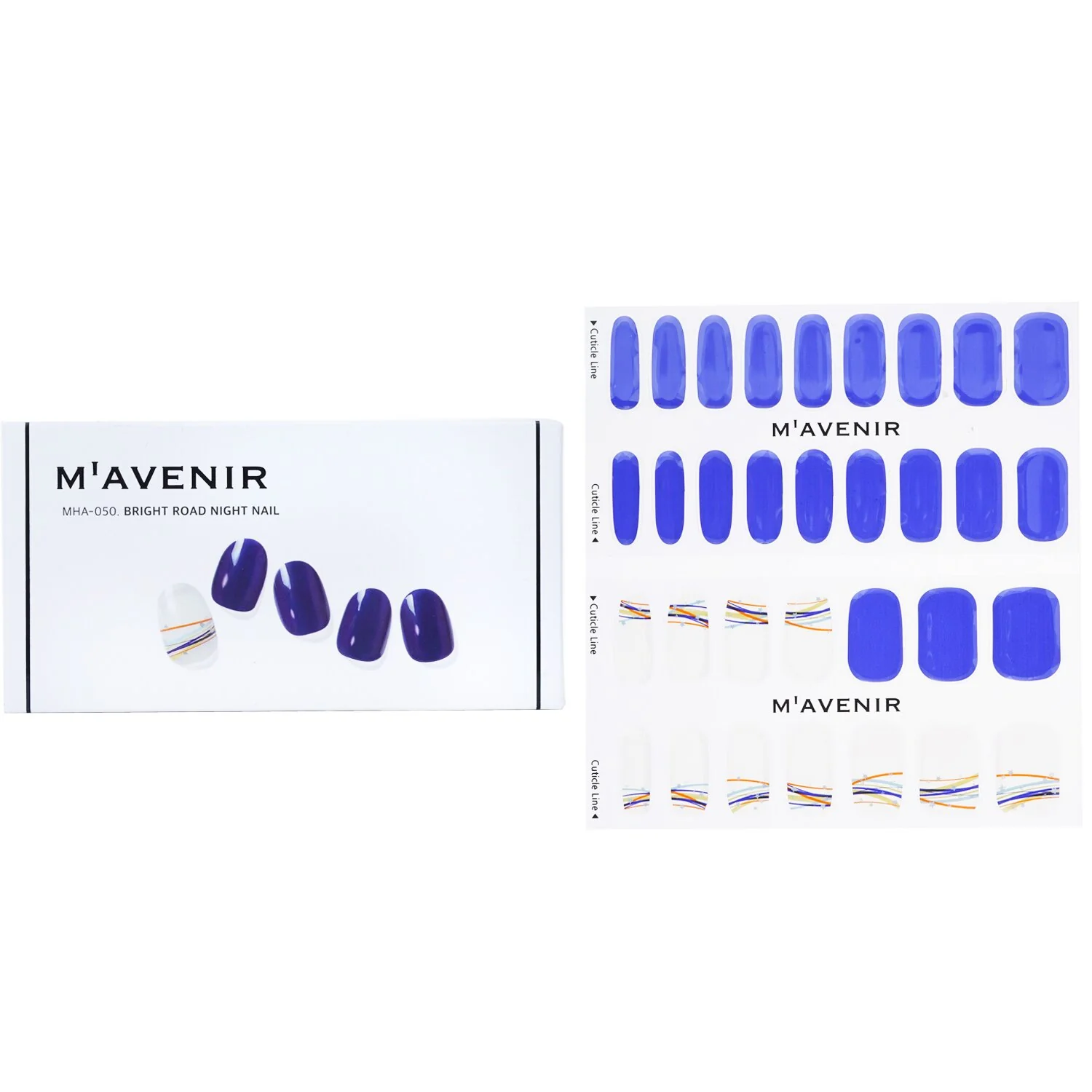 Mavenir Nail Sticker (Blue) - # Bright Road Night Nail  32pcs - Olabens