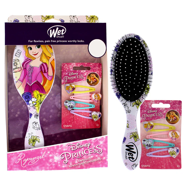 Wet Brush Rapunzel Detangler Set by Wet Brush for Unisex - 2 Pc Kit Detangler Hairbrush, 4x Hair Snaps - Olabens