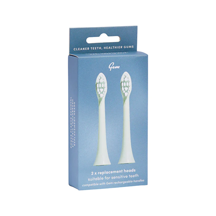Gem Electric Toothbrush Replacement Heads Mint Green x 2 Pack - Olabens