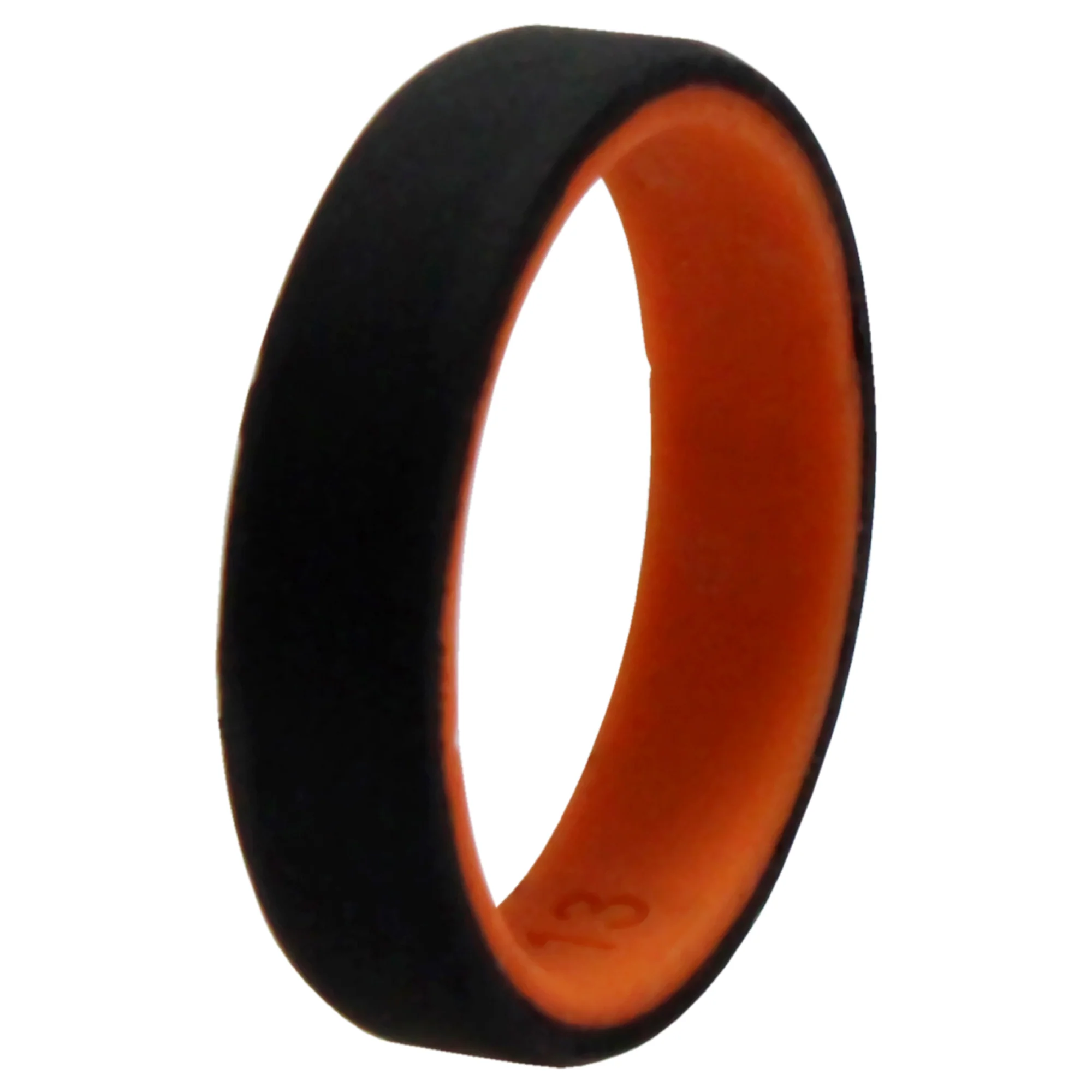 Silicone Wedding 6mm Brush 2Layer Ring - Orange-Black by ROQ for Men - 13 mm Ring - Olabens