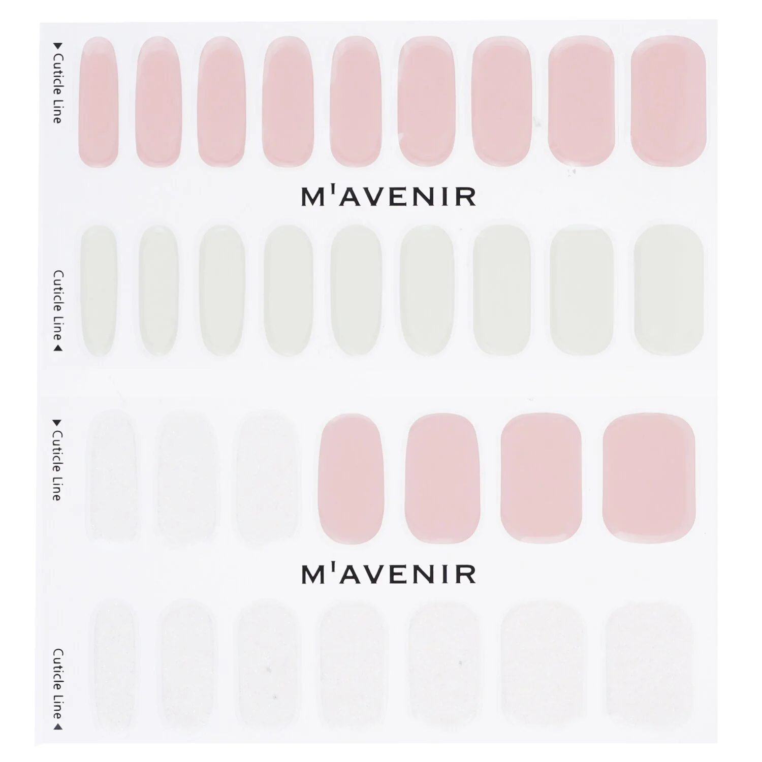 Mavenir Nail Sticker (Pink) - # Glass Soft Pink Nail  32pcs - Olabens