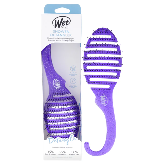 Wet Brush Shower Detangler Brush - Purple Glitter by Wet Brush for Unisex - 1 Pc Hair Brush - Olabens
