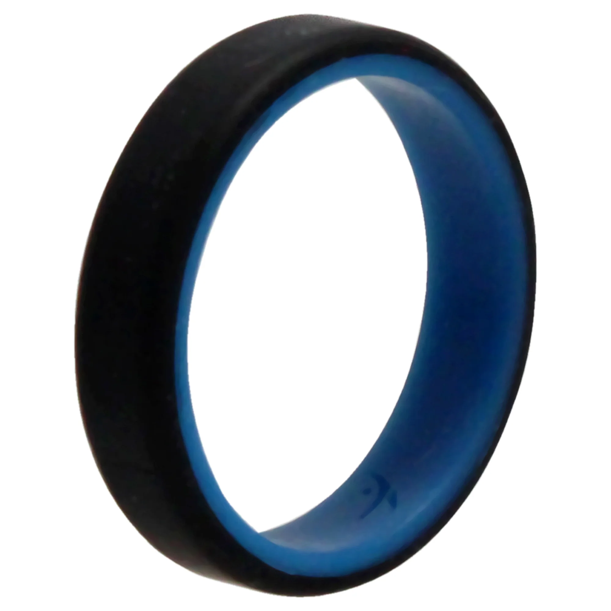 Silicone Wedding 6mm Brush 2Layer Ring - Blue-Black by ROQ for Men - 15 mm Ring - Olabens