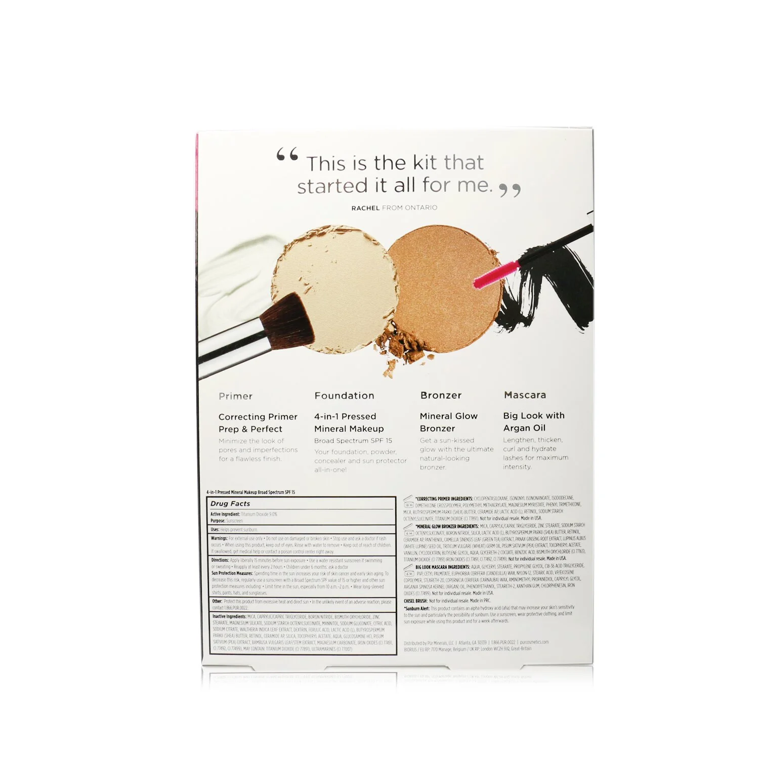 PUR (PurMinerals) Best Sellers Kit (5 Piece Beauty To Go Collection) (1x Primer, 1x Powder, 1x Bronzer, 1x Mascara, 1x Brush) - # Golden Medium  5pcs - Olabens