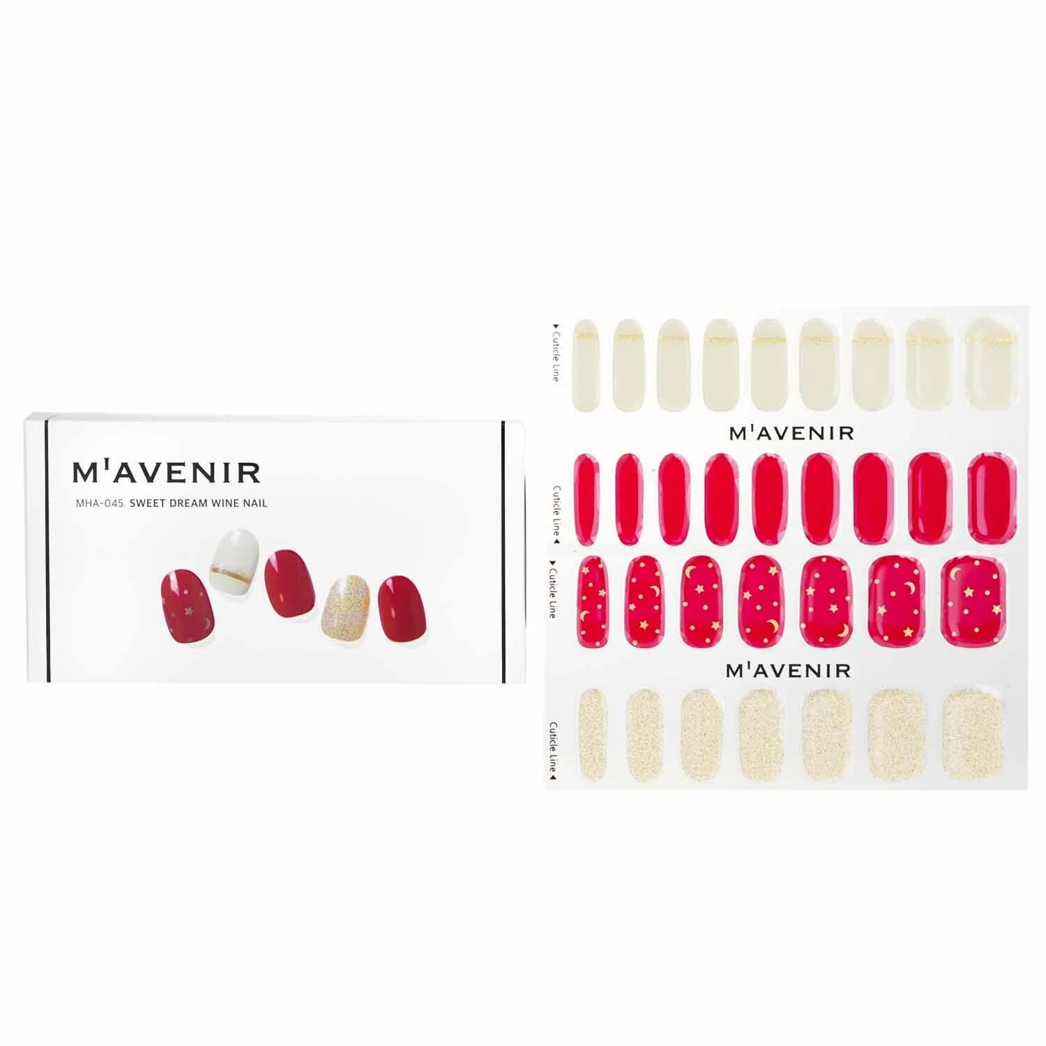 Mavenir Nail Sticker (Red) - # Sweet Dream Wine Nail  32pcs - Olabens