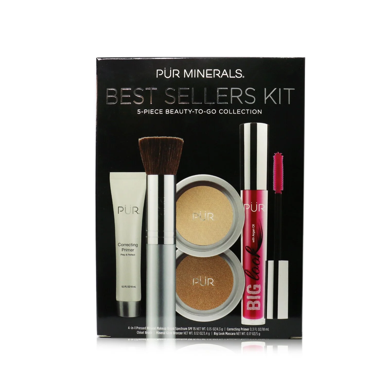 PUR (PurMinerals) Best Sellers Kit (5 Piece Beauty To Go Collection) (1x Primer, 1x Powder, 1x Bronzer, 1x Mascara, 1x Brush) - # Golden Medium  5pcs - Olabens