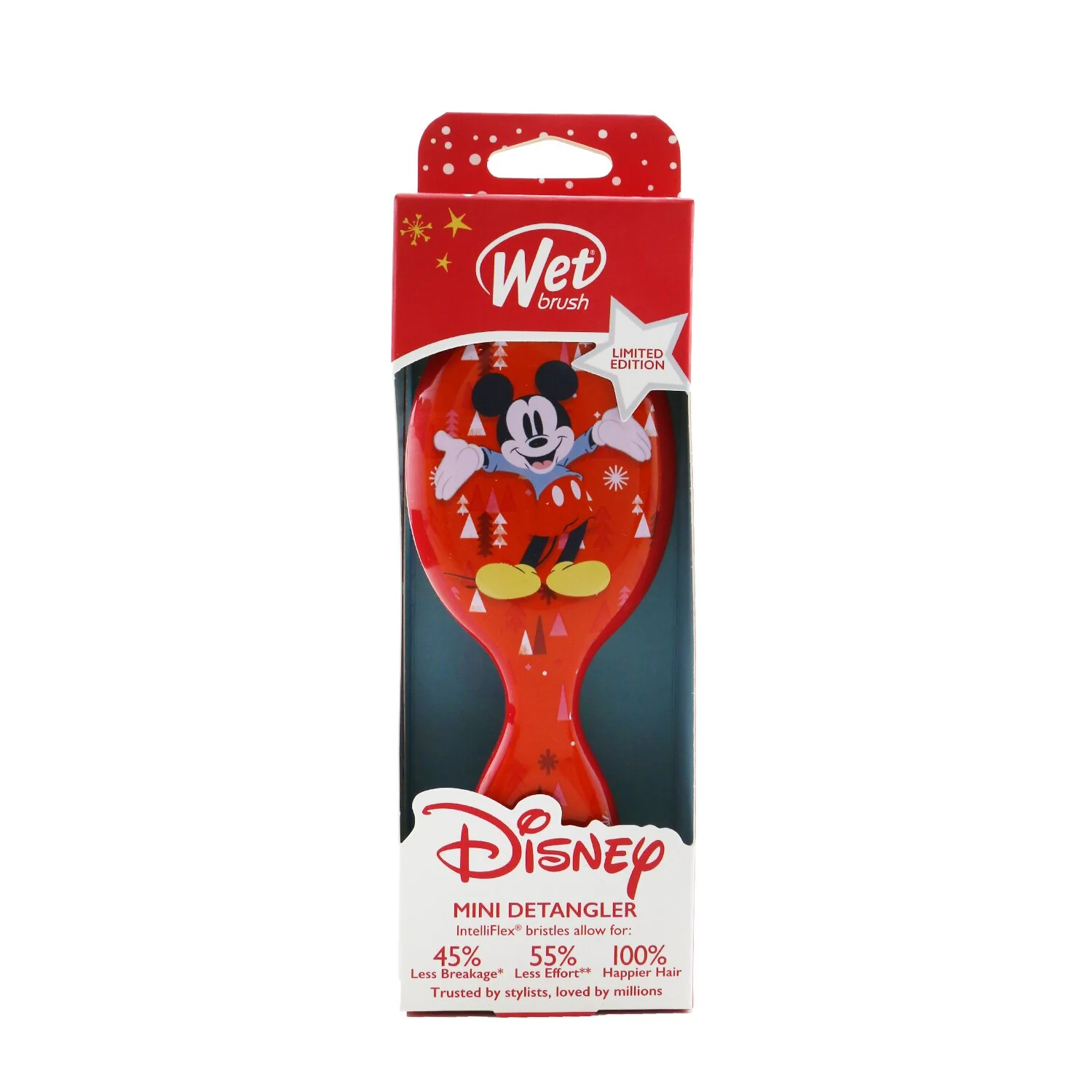 Wet Brush Mini Detangler Disney Classics - # Mickey & Minnie and Trees Red (Limited Edition)  1pc - Olabens