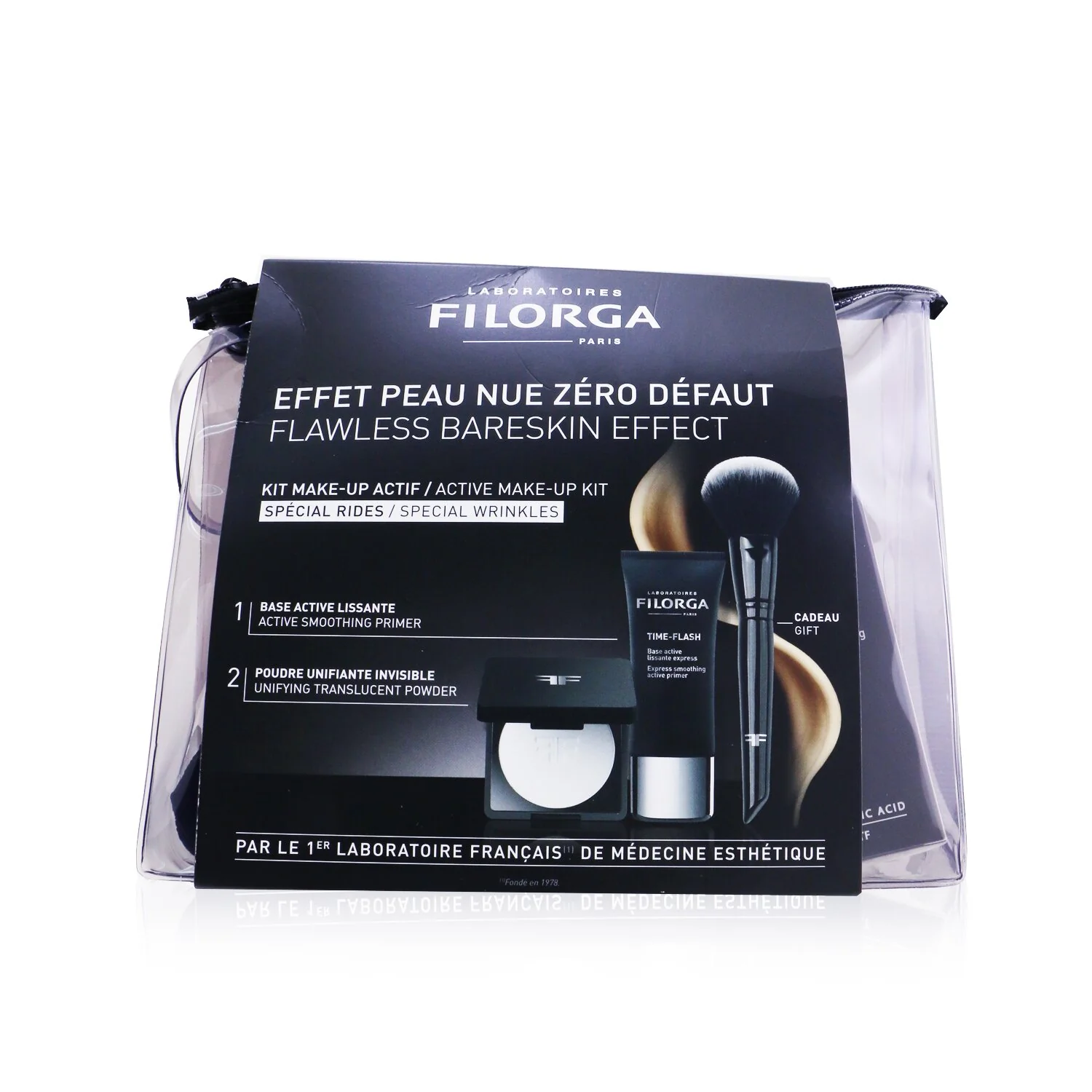 Filorga Flawless Bareskin Effect Active Make Up Kit (1x Primer + 1x Translucent Powder + 1x Make Up Brush)  3pcs - Olabens