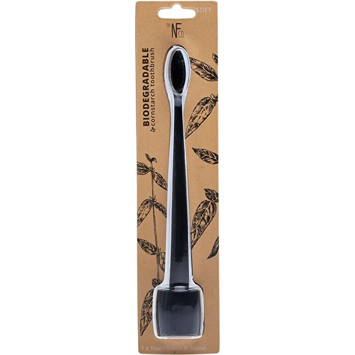 The Natural Family Co . Bio Toothbrush Pirate Black with Stand - Olabens